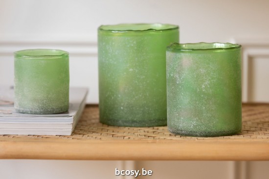 Jline Set De 3 Portavelas Ruby Vidrio Verde.