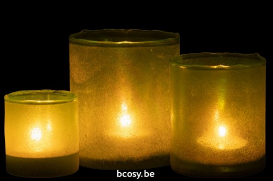 J Line photophores Jolipa Set 3 Photophore Ruby Verre Vert.