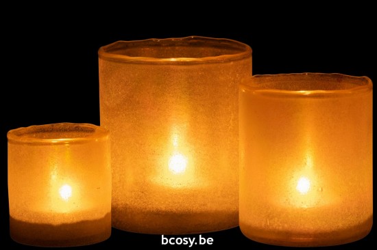 J Line photophores Jolipa Set 3 Photophore Ruby Verre Jaune.