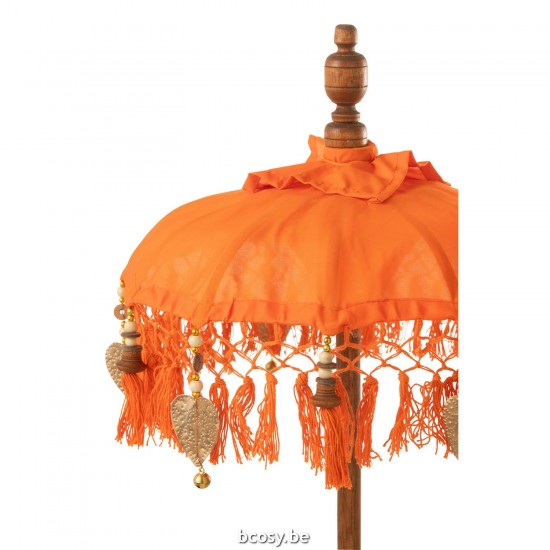 J Line ombrelles abris soleil Jolipa Parasol Dayu Coton Bois Orange Small.