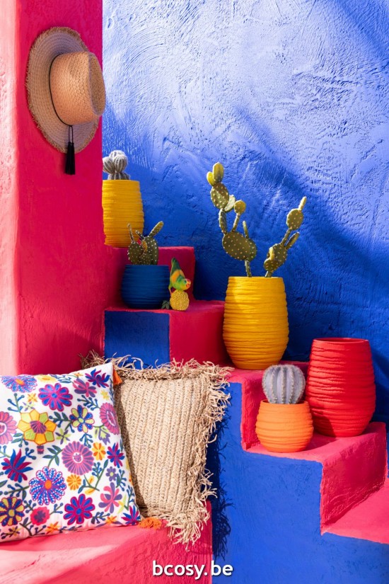 J Line Portavasi Fiesta Ceramica Blu Small Maceta Fiesta Ceramica Azul Small.