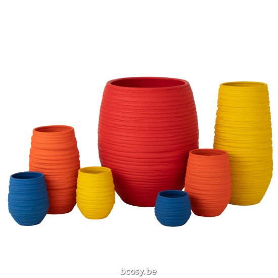 J Line cachepots de fleur Jolipa Cachepot Fiesta Ceramique Rouge Large.
