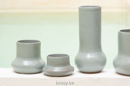 J Line Vaso Organico Ceramica Blu Grigio Jarrón Orgá Cerámica Azul Gris.