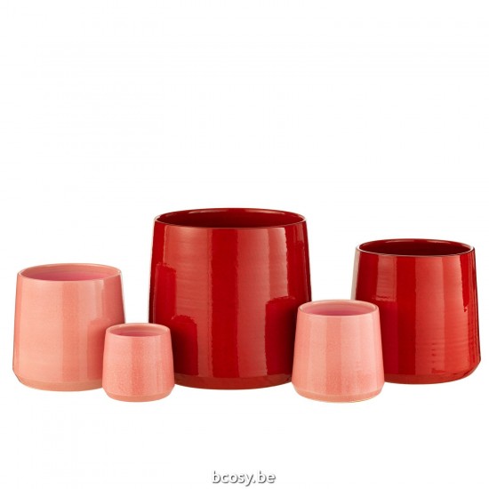 J Line cachepots de fleur Jolipa Cachepot Rond Ceramique Rouge Xlarge.