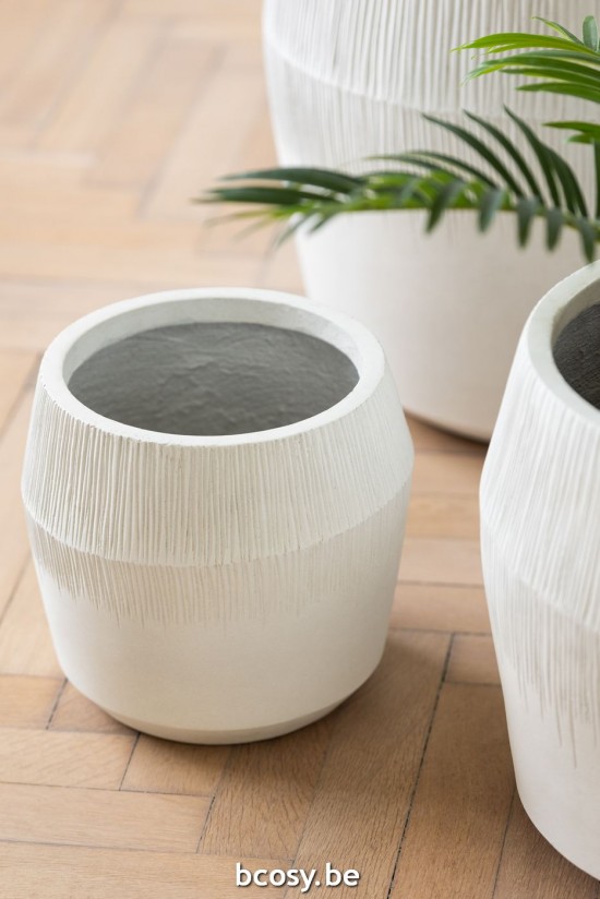J Line Set 3 Portavasi Argilla Bianco Juego De 3 Macetas Arcilla Small.