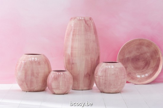 Jline Maceta Pintado A Mano Ceramica Rosa Medium.