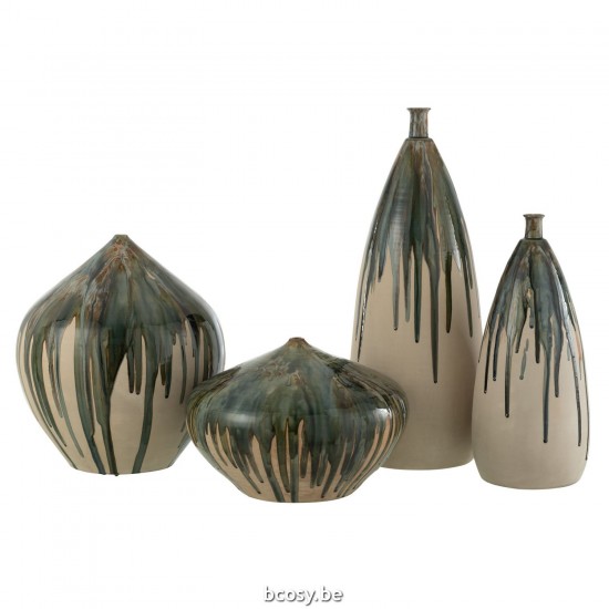 J Line vases Jolipa Vase Haut Peinture Ceramique Naturel Vert.