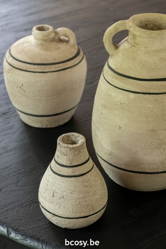 Jline Jarrón Linea Terracota Beige Negro.