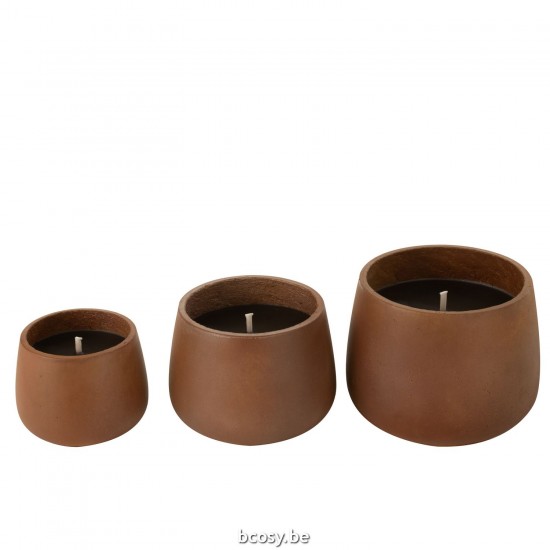 J Line bougies Jolipa Bougie Exterieure Ciment Marron Large.