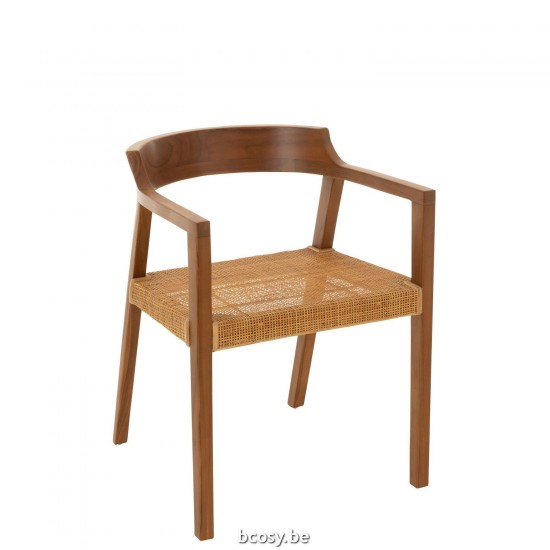 J Line Stoel Emma Teakhout Bruin stoelen eetkamerstoelen eethoekstoelen eettafelstoelen eetstoelen JO43757.