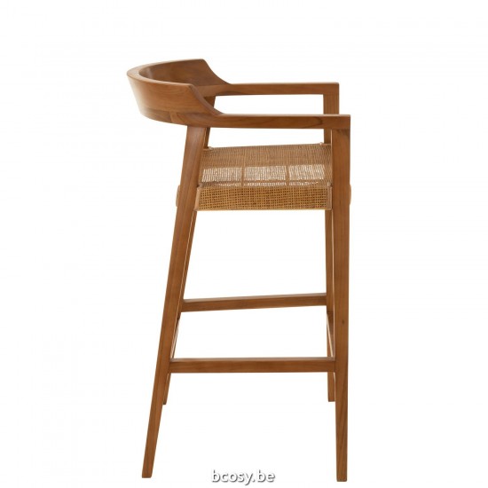 J Line chaises tabourets de bar Jolipa Chaise De Bar Emma Teak Marron.