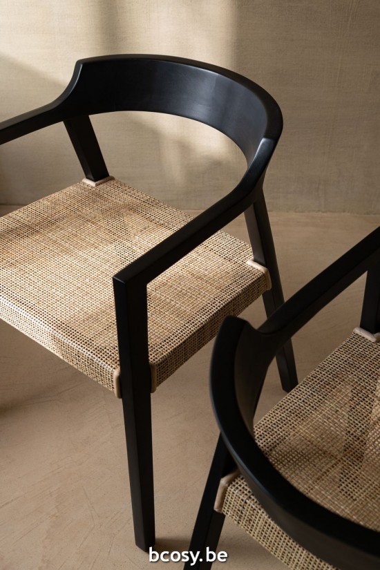 J Line Sedia Emma Legno Teak Nero Marrone Silla Emma Teca Negro Marrón.