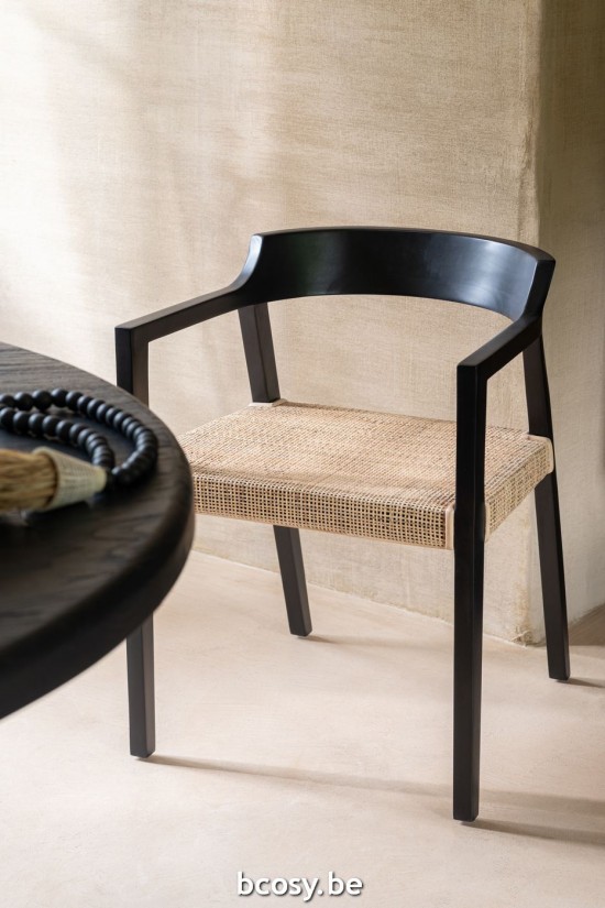 J Line Stoel Emma Teakhout Zwart Bruin.