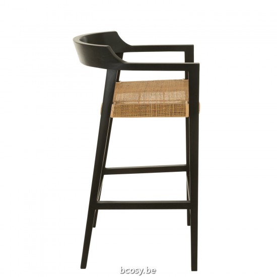 J Line chaises tabourets de bar Jolipa Chaise De Bar Emma Teak Noir Marron.