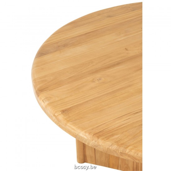 J Line Table Round Teak Wood Natural dining dinner tables.