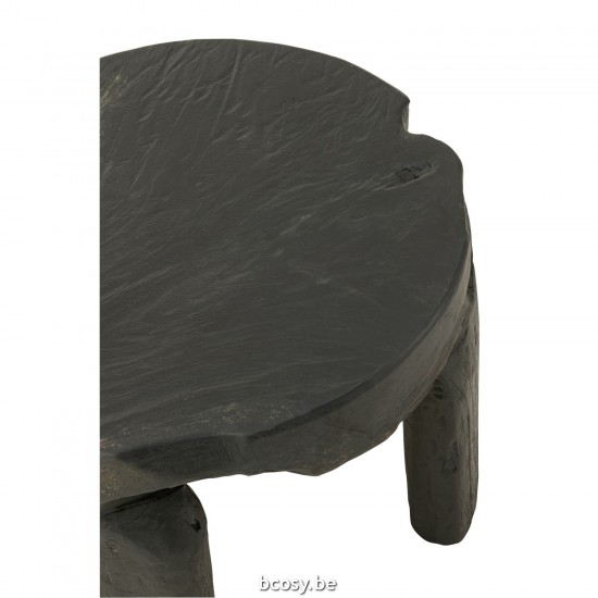 Jline Set Van 2 Tafel Rond Teak Hout Zwart.