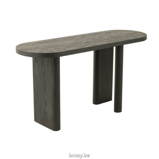 J Line Tafel Teak Hout Zwart consoles wandtafels JO43765.