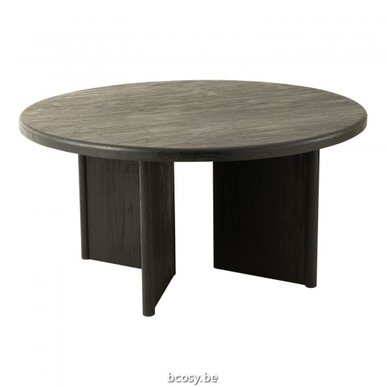 J Line Tafel Rond Teak Hout Zwart eettafels keukentafels woonkamer JO43766.