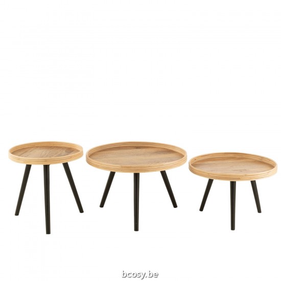 J Line Set Of 3 Coffee Table Round Mango Wood Natural coffee tables.