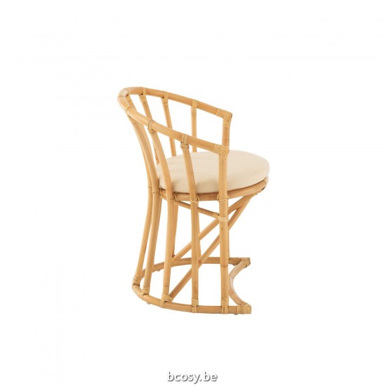 J Line chaises de repas Jolipa Chaise Coussin Rotin Textile Naturel Blanc.