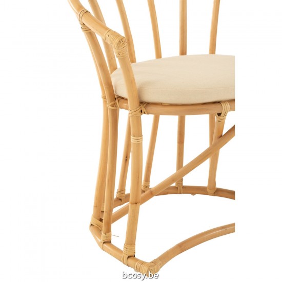 J Line Chair Cushion Rattan Textile Natural White dining chairs.