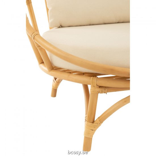 J Line Chair Cushion Rattan Textile Natural White lounge seats couches longchairs.
