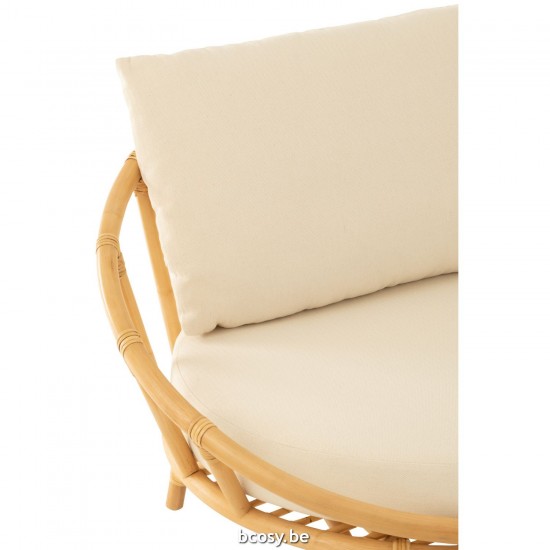 J Line Sedia Cuscino Rattan Tessuto Naturale Bianco Silla Colchoneta Rattan Textil Natural Blanco.