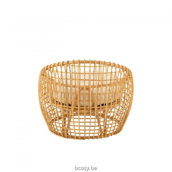 Jline Stoel Lise Kussen 1 Personen Rotan Textiel Naturel Wit.