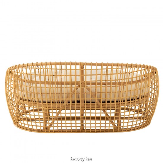 Jline Sofa Lise Kussen 2 Personen Rotan Textiel Naturel Wit.