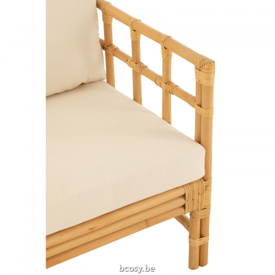 Jline Armlehnstuhl Elise Kissen Rattan Textil Naturell Weiß Sessel.