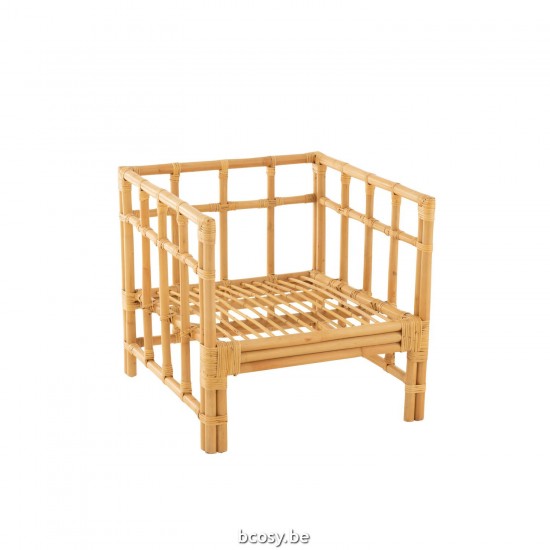 J Line Poltrona Elise Cuscino Rattan Tessuto Naturale Bianco Sillón Elise Colchoneta Ratán Textil Natural Blanco.