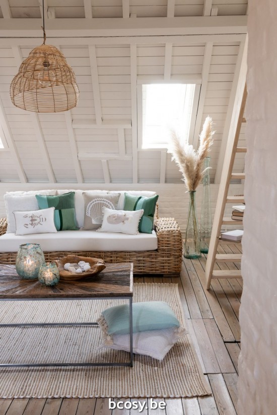 J Line Sofa Cuscino 3 Persone Rattan Tessuto Naturale Bianco Sofa Cojin 3 Personas Rattan Textil Natural Blanco.