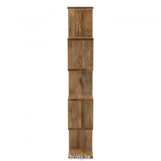 Jline Boekenkast Verticaal Latten Mango Hout Naturel.