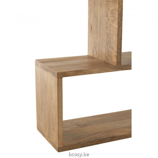 J Line Bookshelf Vertical Slats Mango Wood Natural cupboard racks.