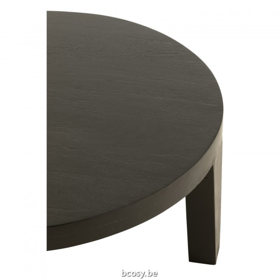 J Line tables de salon basse Jolipa Table De Salon Rond Bois Manguier Noir Mat.