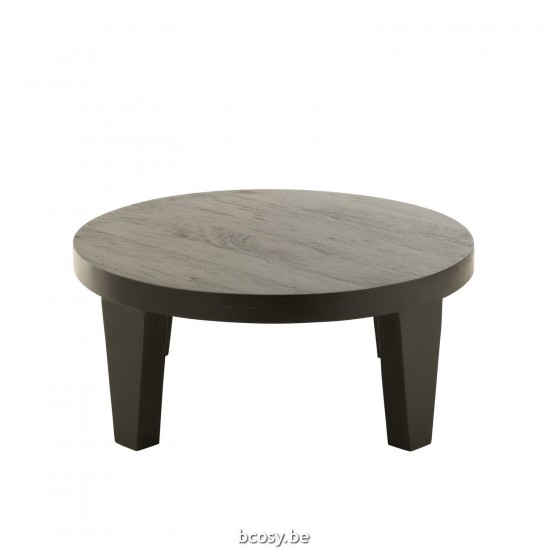 Jline Salontafel Rond Mango Hout Matte Zwart.