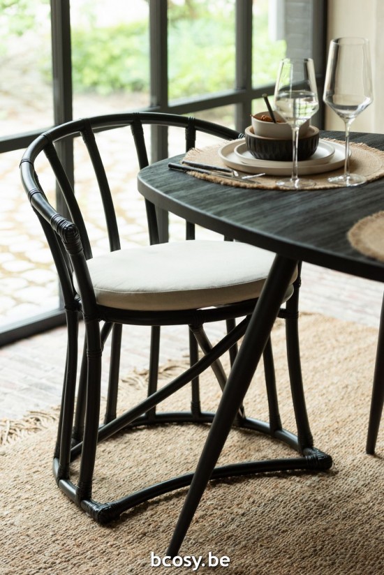 Jline Silla Colchoneta Rattan Textil Neg Blanco.