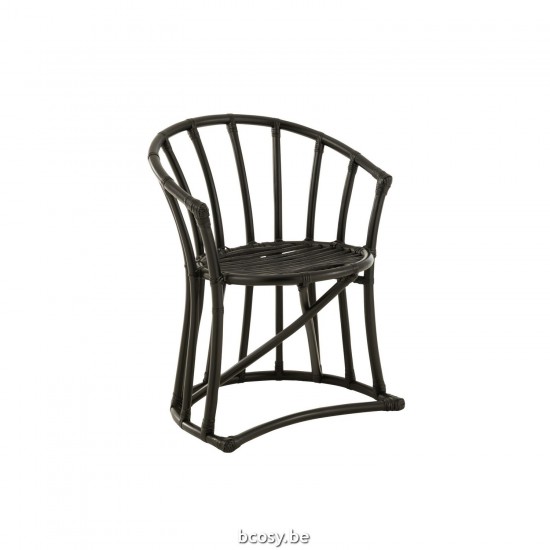 J Line Sedia Cuscino Rattan Tessuto Nero Bianco Silla Colchoneta Rattan Textil Neg Blanco.