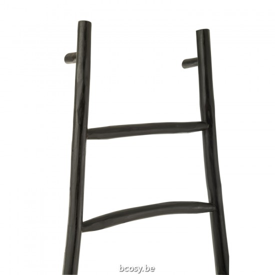 Jline Ladder 6 Stappen Teak Hout Zwart.
