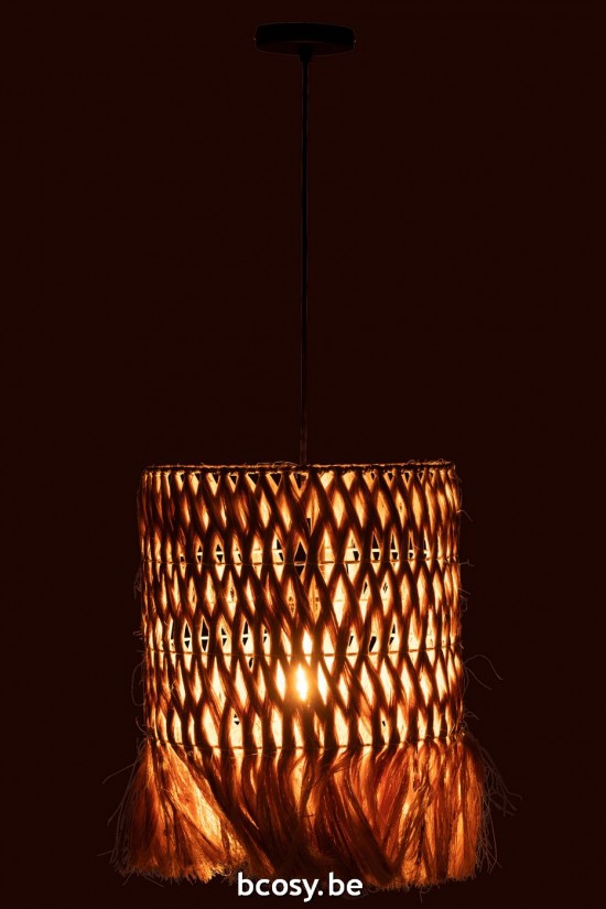 J Line lampes suspendues suspensions pendantes Jolipa Lampe Suspendue Rond Feuille De Bananier Naturel.