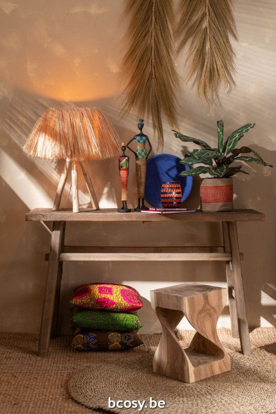 J Line Lampada Da Tavolo Bahamas Legno Erba Naturale Lámpara De Mesa Bahamas Madera Hierba Natural.