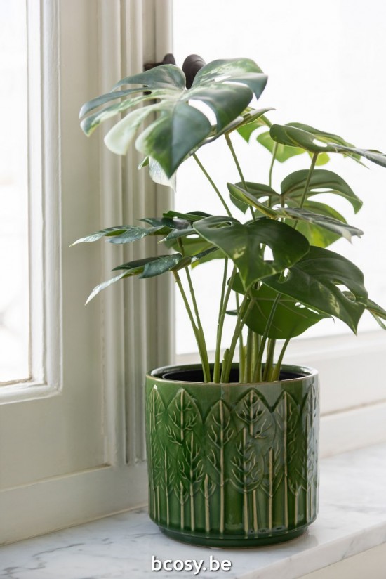 J Line Monstera In Vaso Artificiale Verde Monstera En Maceta Artificial Verde.