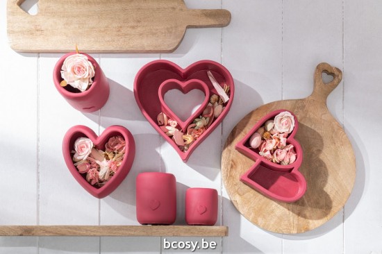 Jline Flor Seca Madera Rosa Fucsia En Maceta Vidrio Rosa.