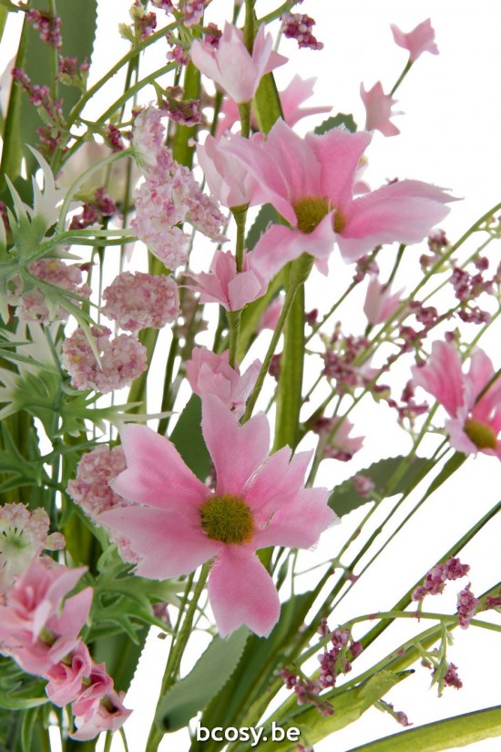Jline Boeket Mix Bloemen Kunststof Roze.