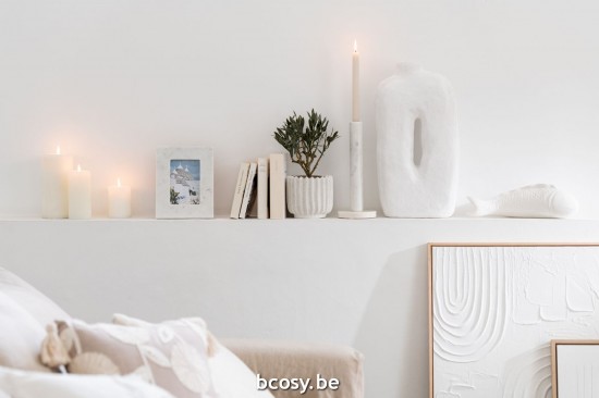 Jline Juego De 3 Portavelas Marmol Blanco.