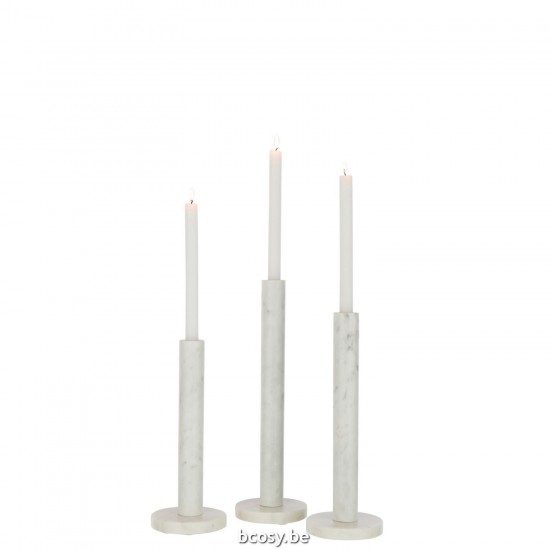 J Line chandeliers candélabres Jolipa Set 3 Photophore Marbre Blanc.