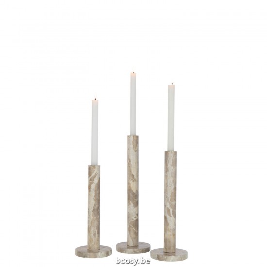 J Line chandeliers candélabres Jolipa Set 3 Photophore Marbre Beige.