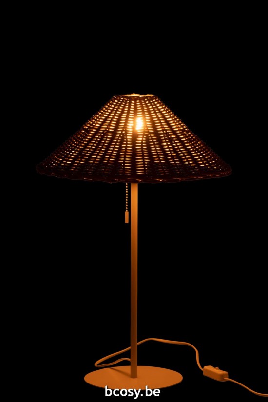 J Line Éclairage Armatures Luminaires D'intérieur Pieds De Lampe Avec Abat Jour Lampes De Table Jolipa Lampe Metal Rotin Blan.