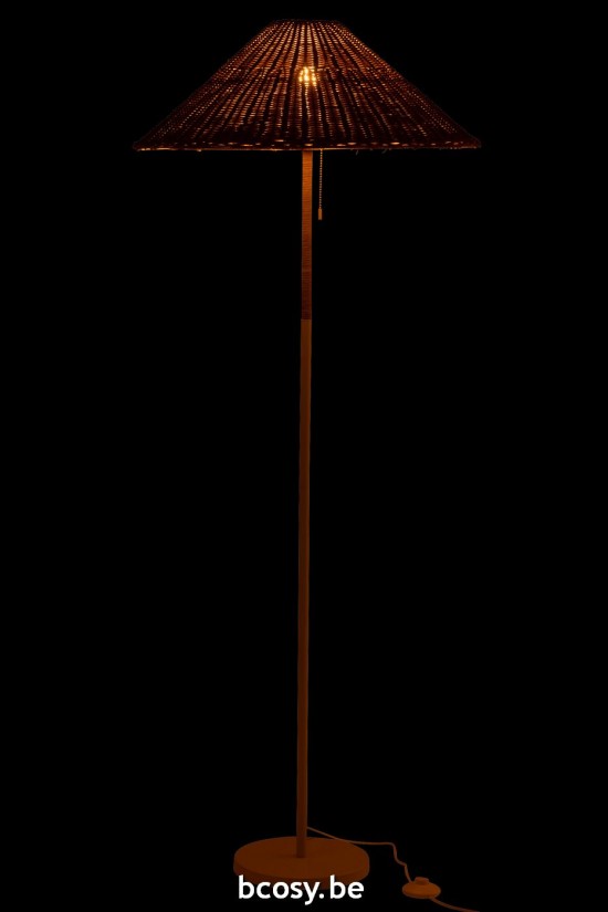 J Line Lampadaires Lampes Raides Debouts Sur Pied De Sol Jolipa Lampadaire Metal Rotin Blanc Naturel.