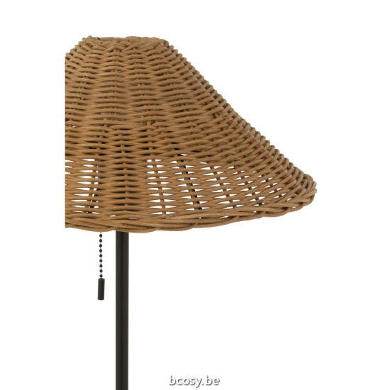 J Line Table Lamp Metal Rattan Black Natural Table Lights.